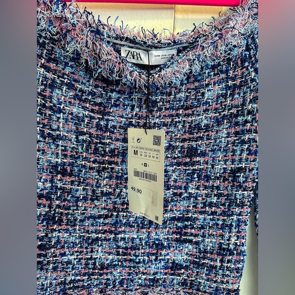 Zara Purple Frayed Textured Off-Shoulder Top (size medium) NWT - Picture 5 of 6